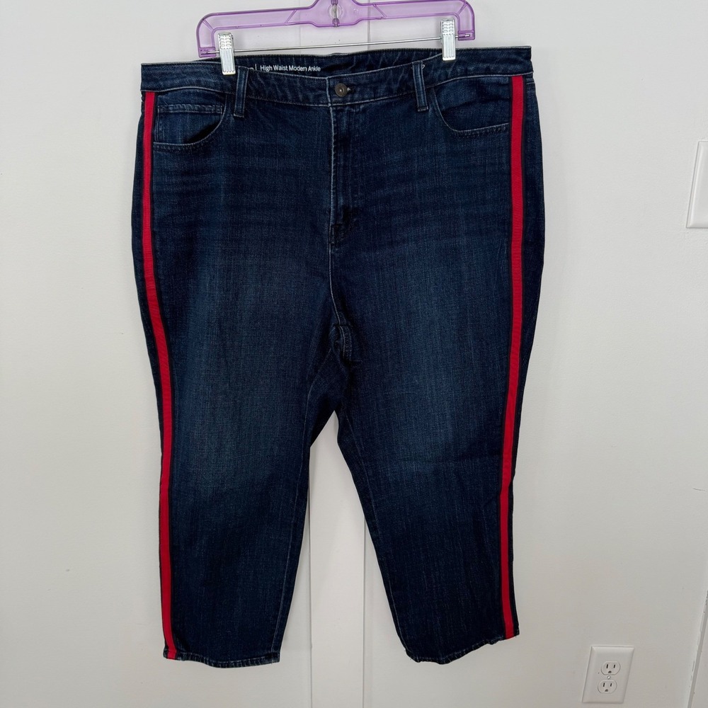 Talbots Flawless Fit High Waist Modern Ankle Blue Jeans Red Ribbon 22WP Petite